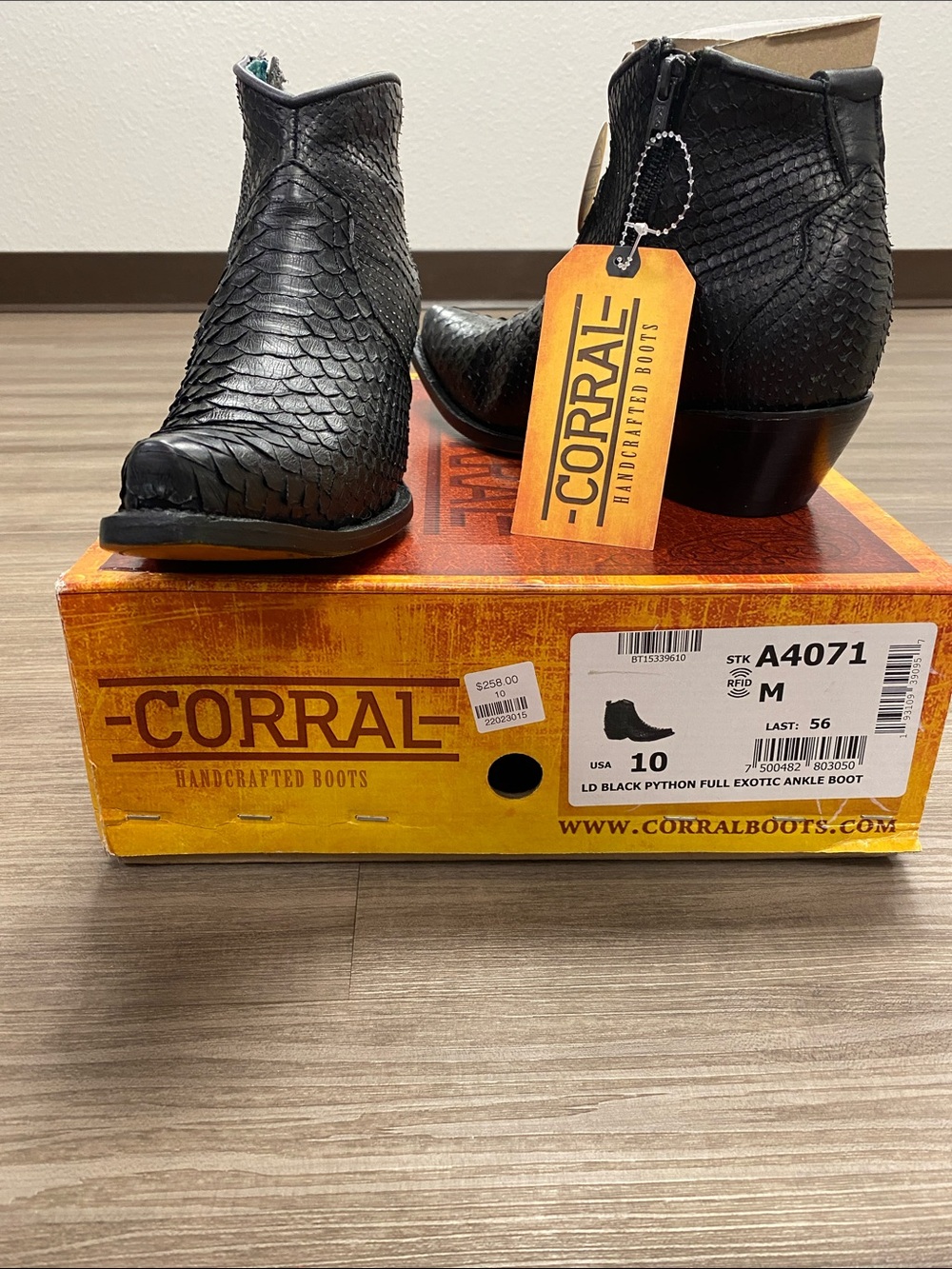 Corral Black Python Ankle Booties